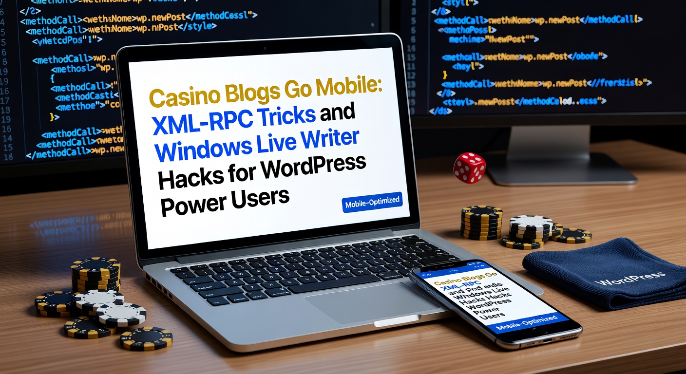 Voorbeeld van Windows Live Writer interface geëmuleerd op een tablet voor casino blog editing