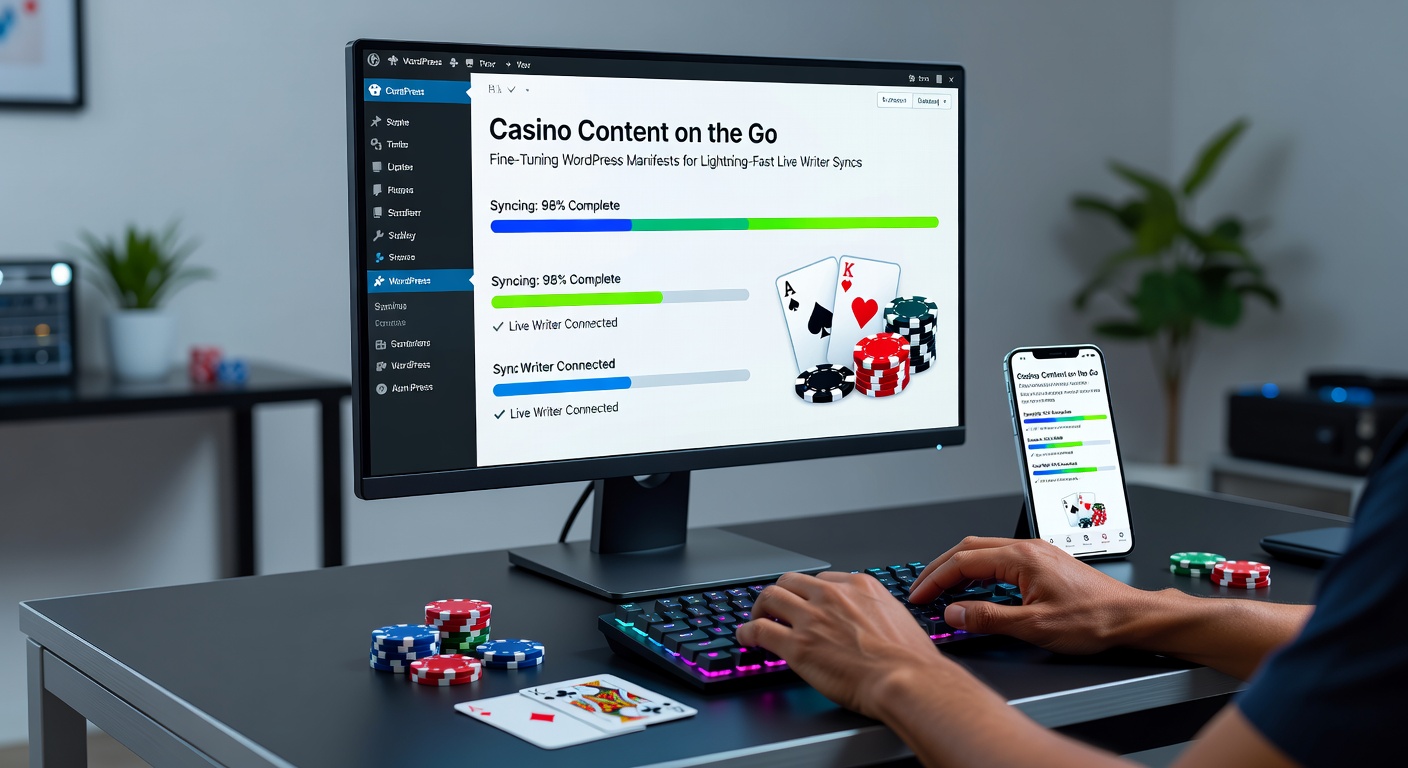 Schermafbeelding van een geoptimaliseerde WordPress-manifest in actie tijdens snelle Live Writer-sync voor casino-bloggers