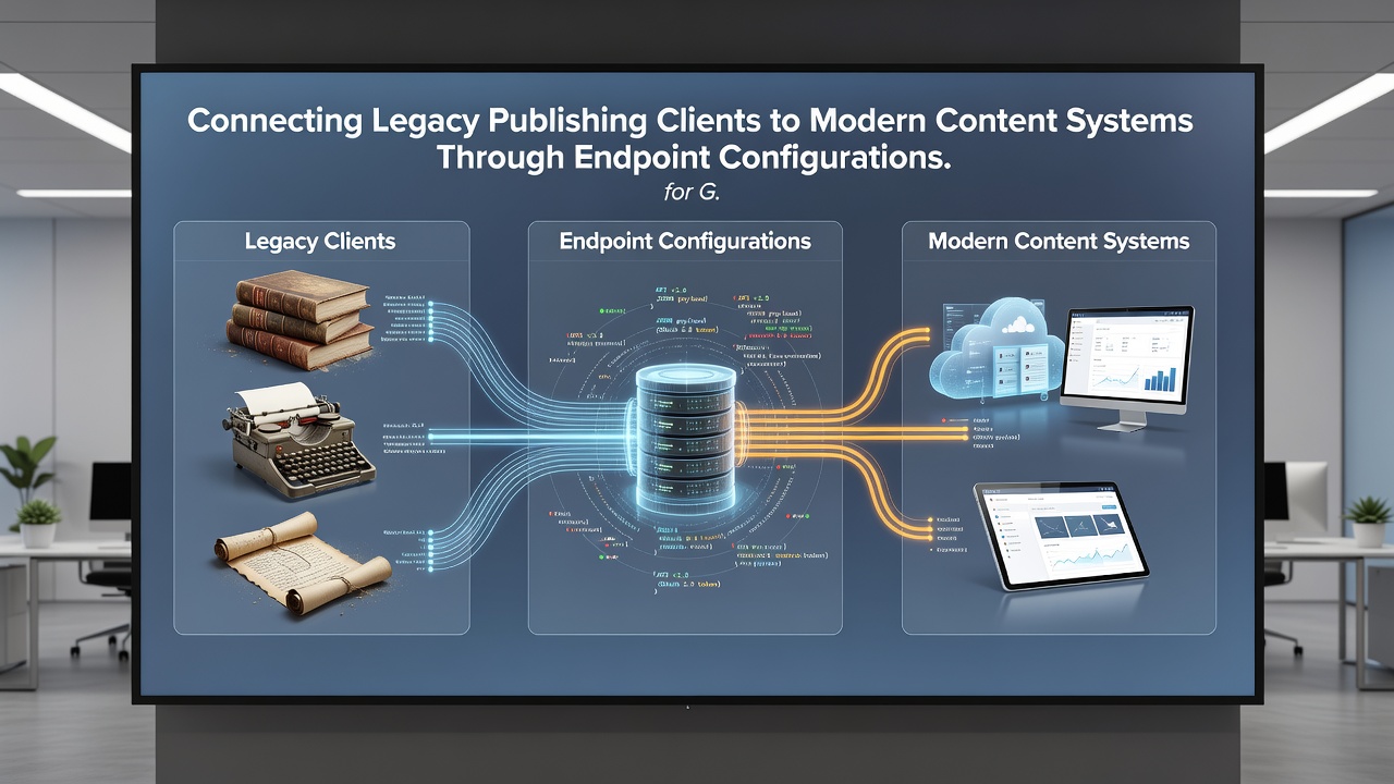 Diagram van datastromen tussen legacy clients en moderne systemen via geconfigureerde endpoints op gokwebsites