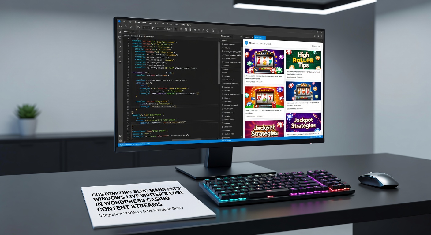 Schermafbeelding van een aangepast wlwmanifest.xml-bestand in Windows Live Writer voor WordPress-bloggen over casino-onderwerpen