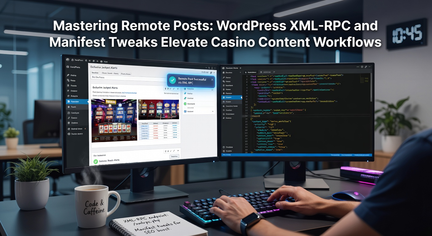 Schermafbeelding van WordPress dashboard met XML-RPC instellingen voor remote posting in casino blogs