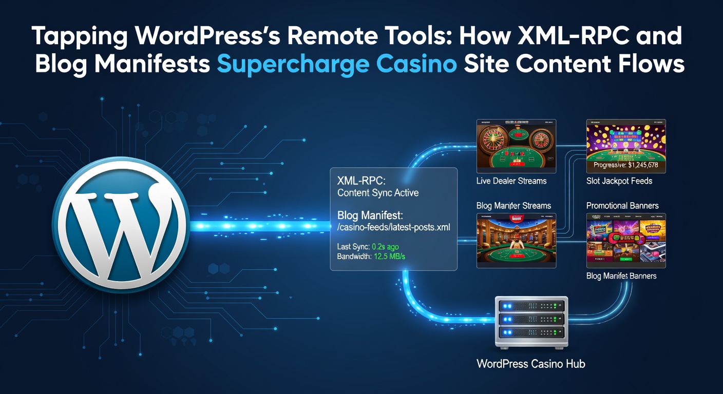 Schermafbeelding van WordPress XML-RPC interface met casino content updates op afstand